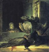 REMBRANDT Harmenszoon van Rijn Girl with Dead Peacocks oil painting